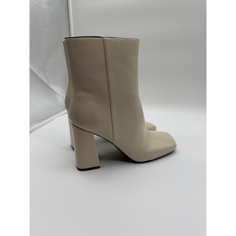 Nine West Womens Square Toe Block Heel Patent Ankle Boots Beige Cream 11M - Picture 4 of 9